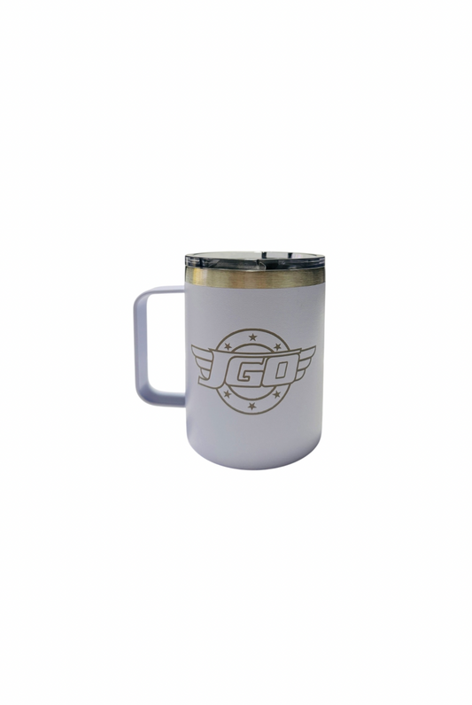 12 OZ WHITE JGO MUG WITH HANDLE TUMBLER