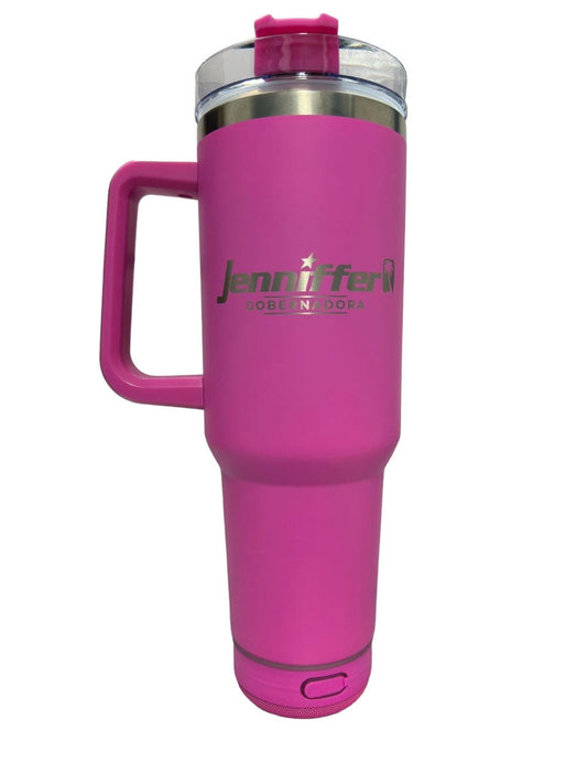 40 OZ HOT PINK INSULATED TUMBLER WITH SPEAKER