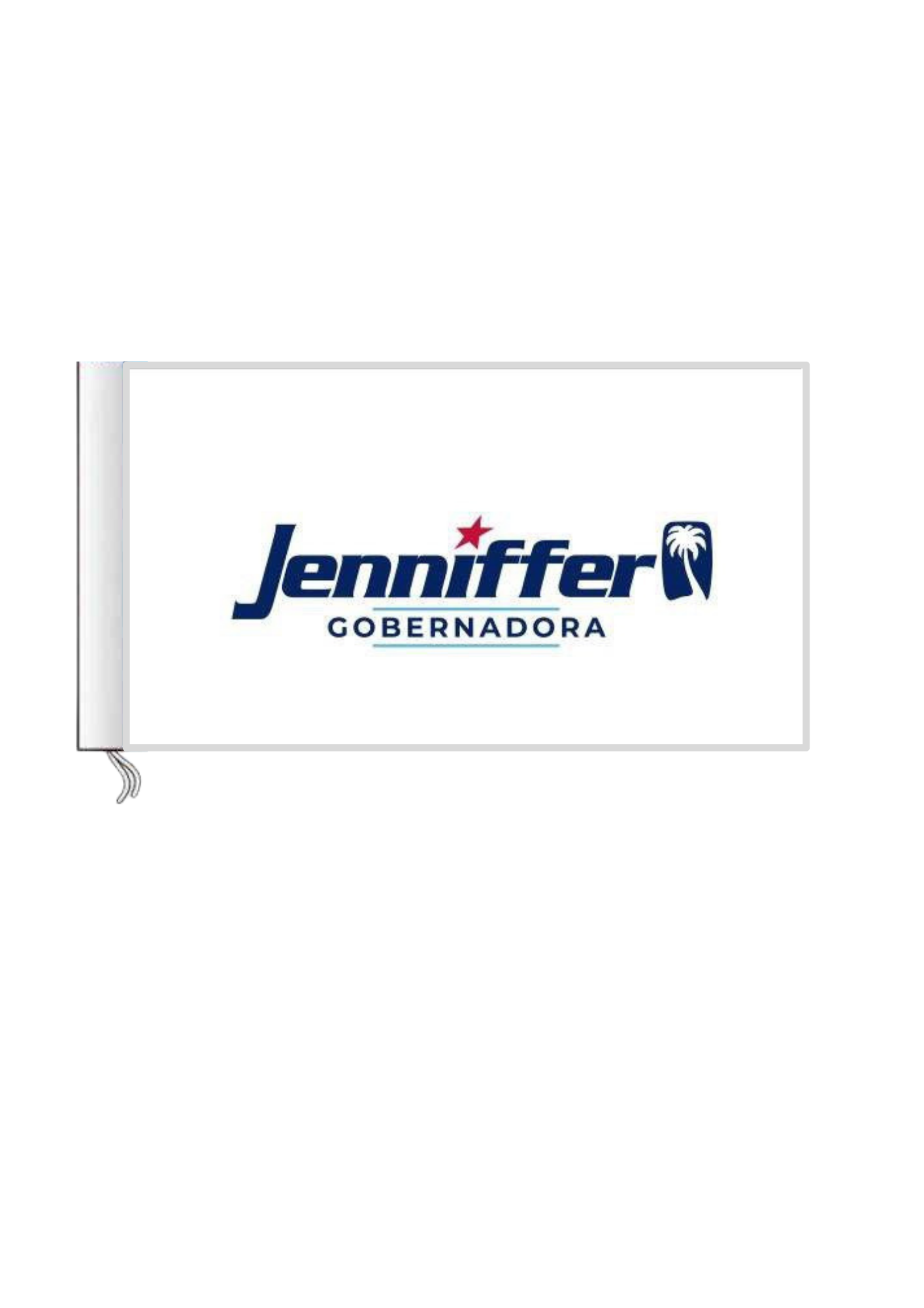 BANDERA BLANCA CON LOGO JENNIFFER GOBERNADORA 3'X5'